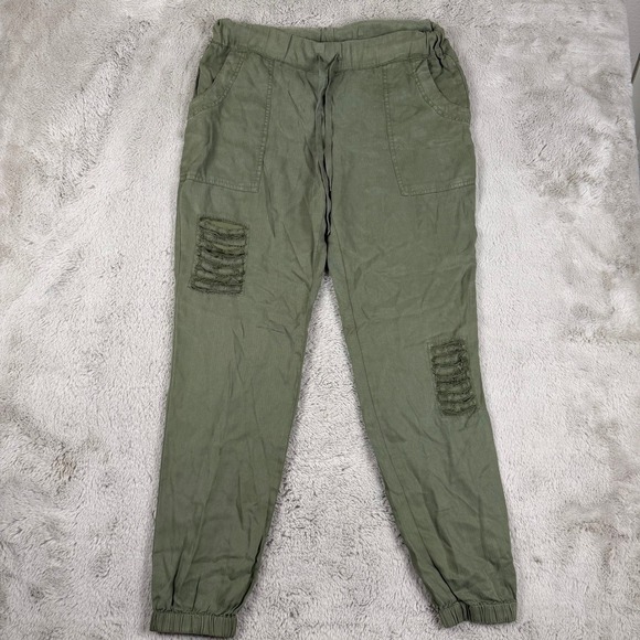 NWT‎ On the Road Distressed Joggers Olive Green Casual Pants Comfy Size M - Picture 1 of 9